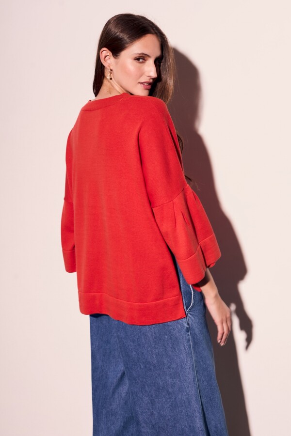 Sweater Manga Volados Rojo