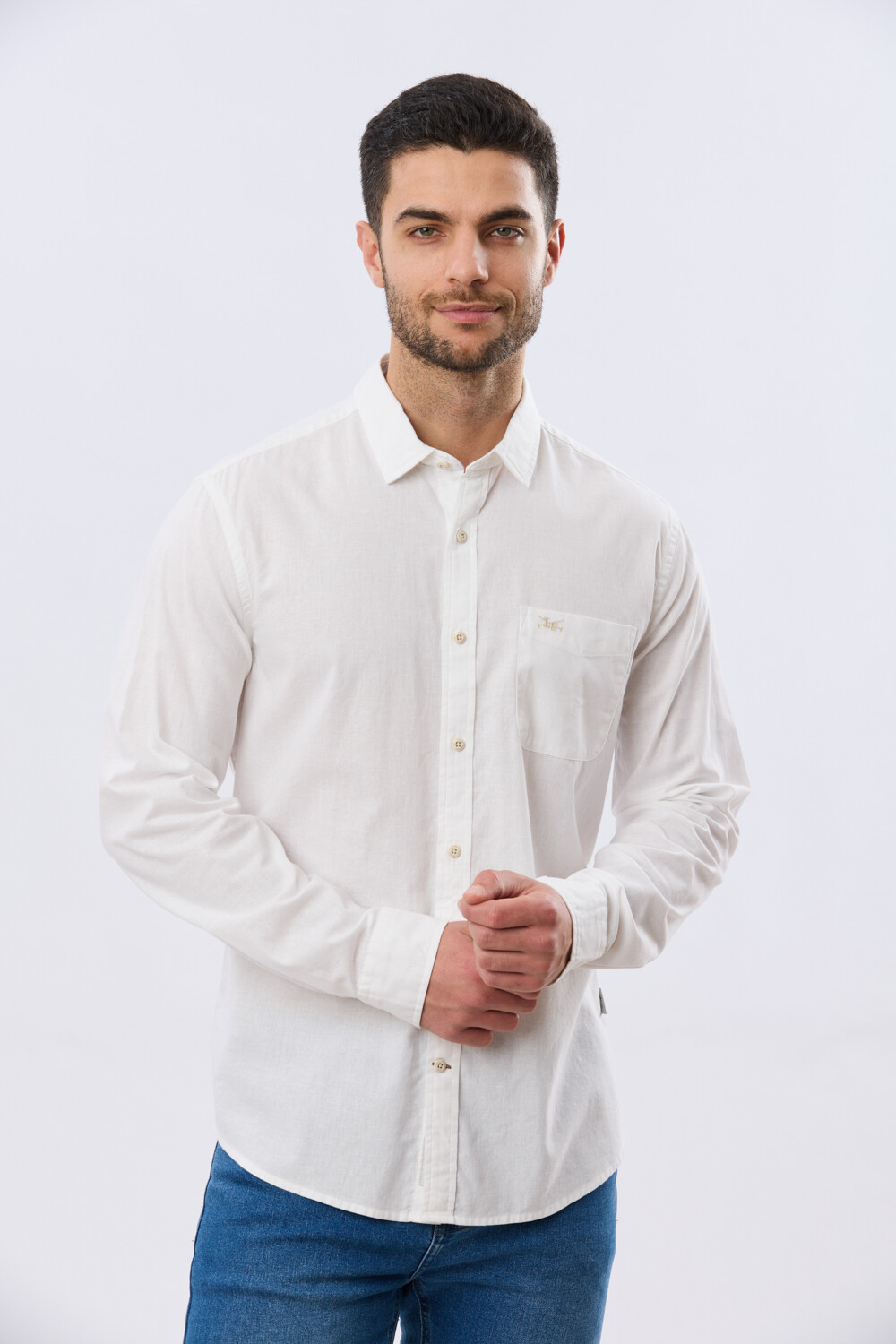 CAMISA LISA DE LINO Blanco