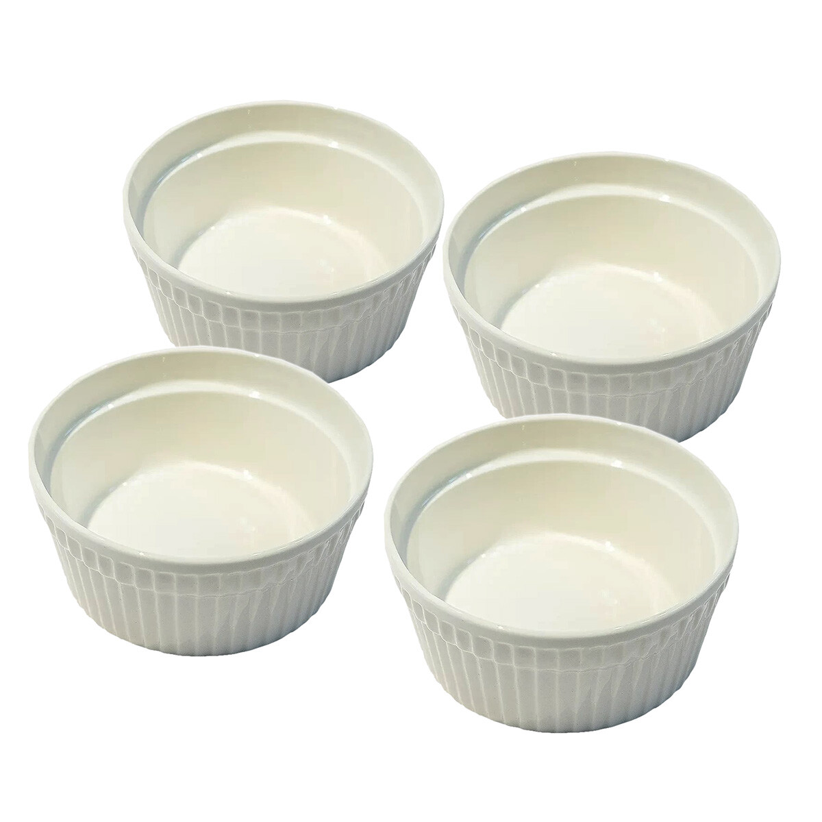 Set x4 Ramequin redondo 8x4 cm porcelana blanco - BLANCO 