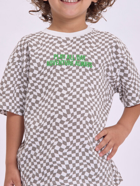 Remera estampa Cuadros Crudo
