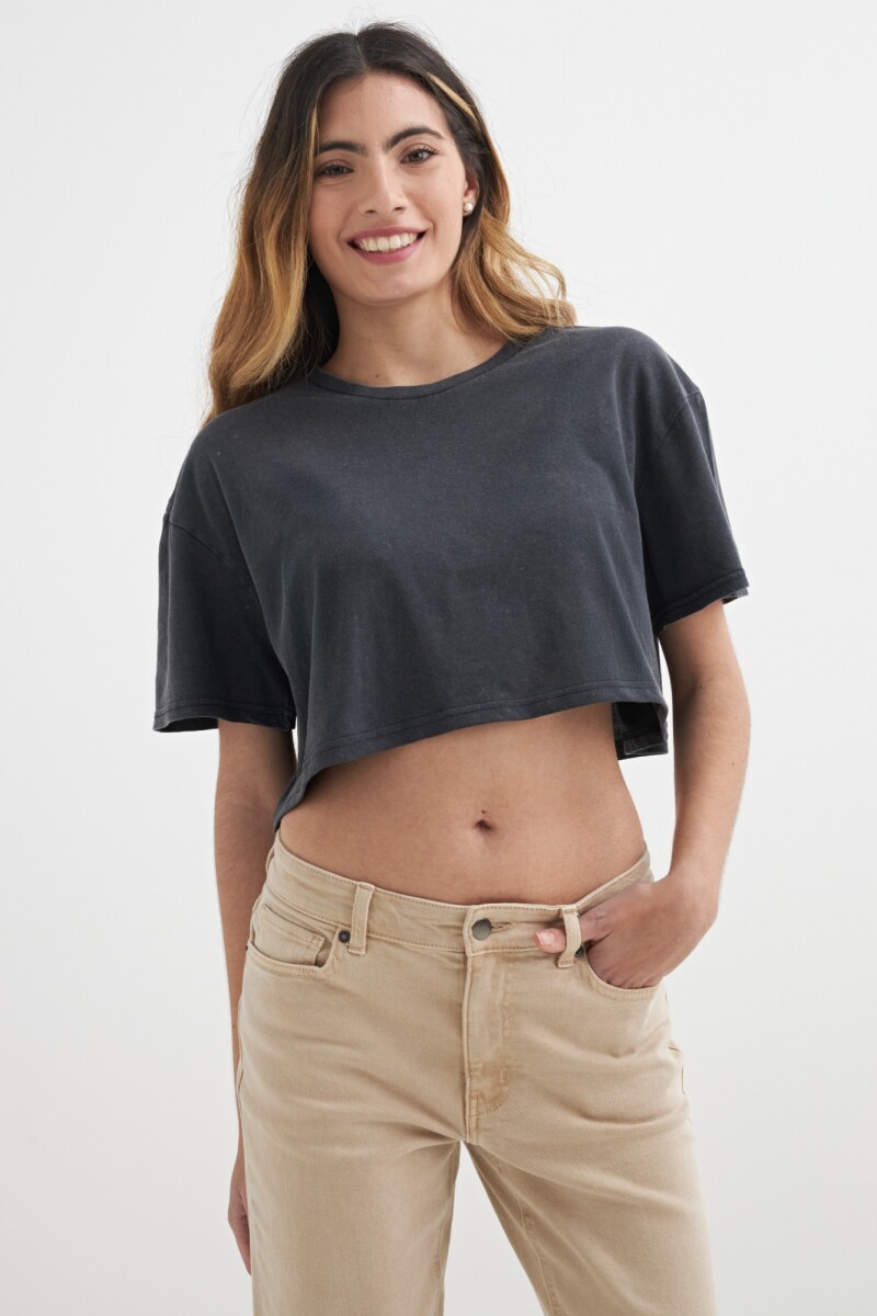 Remera oversized cropped - Gris 