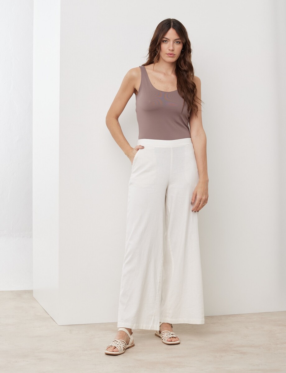 Pantalon Lino Wide Leg - Crudo 