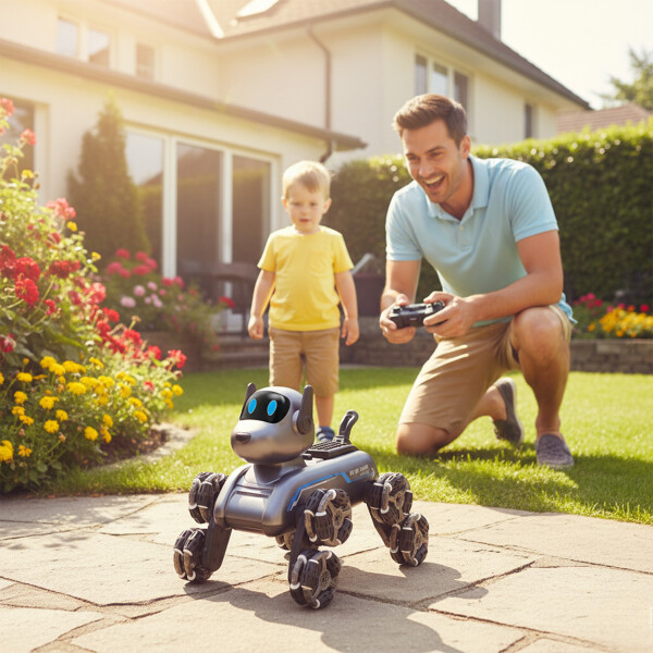 Robot Perro Interactivo Control Remoto Recargable Infantil Color Plateado