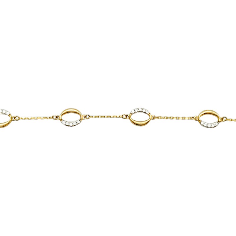 Pulsera Óvalos-Oro bajo-Zirconias-PU8029 conpiedra