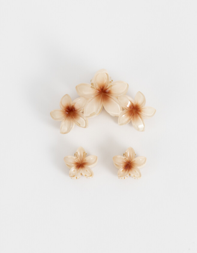 Broches Sets Hawaianas Set De Broches Flor Hawaiana - Naranja Durazno