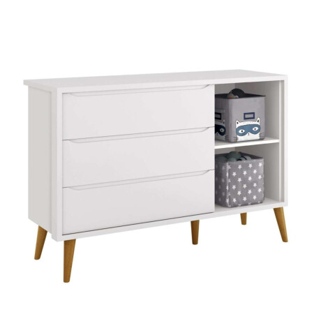 Comoda 3 Cajones 1 Puerta Zapatera Infantil Theo Blanco