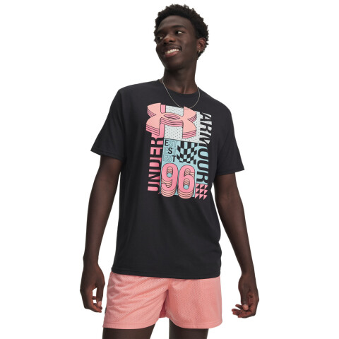 UA M LOGO COLLAGE SS-GRN BLK-001