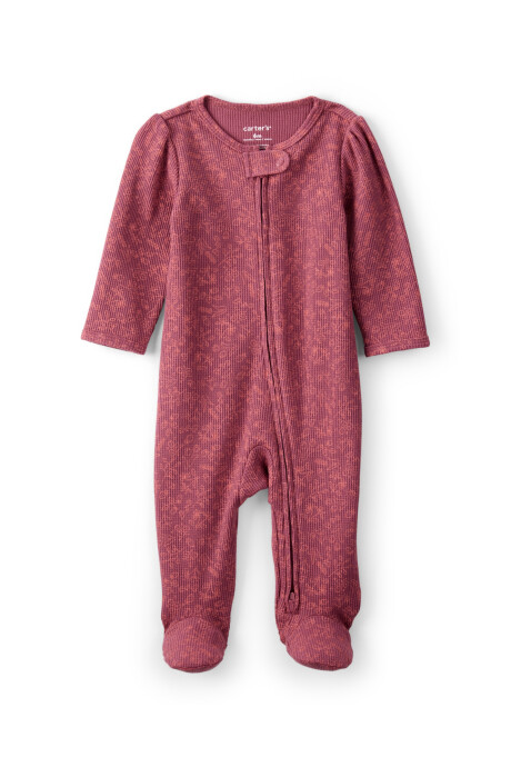 Pijama una pieza de algodón térmico, con pie, diseño floral Sin color