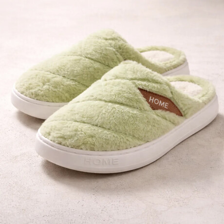 Pantuflas Unisex Suela Antideslizante Felpa Suave y Abrigada Verde Claro