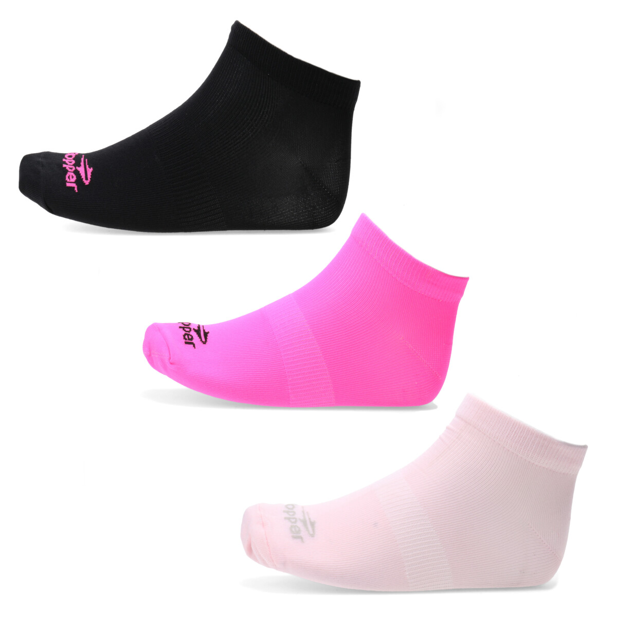 Medias de Mujer Topper x3 Perfomance Wns - Negro - Fucsia - Rosa 