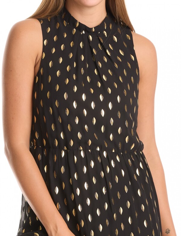 Vestido Gasa Lurex NEGRO/DORADO