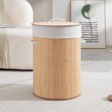Cesto Baño y Lavandería Circular Ropa Sucia Bambú Con Tapa Gran Capacidad 35cm x 50cm Cesto Baño y Lavandería Circular Ropa Sucia Bambú Con Tapa Gran Capacidad 35cm x 50cm