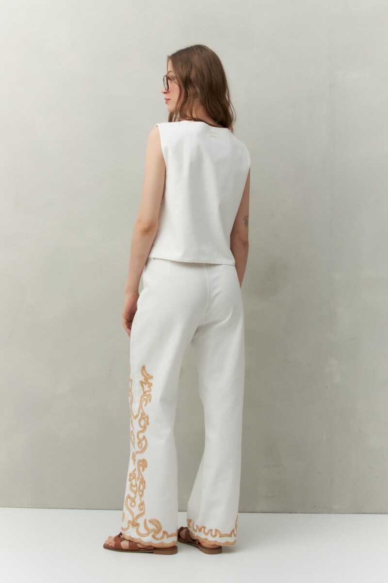PANTALON BALIZAS BORDADO Crudo