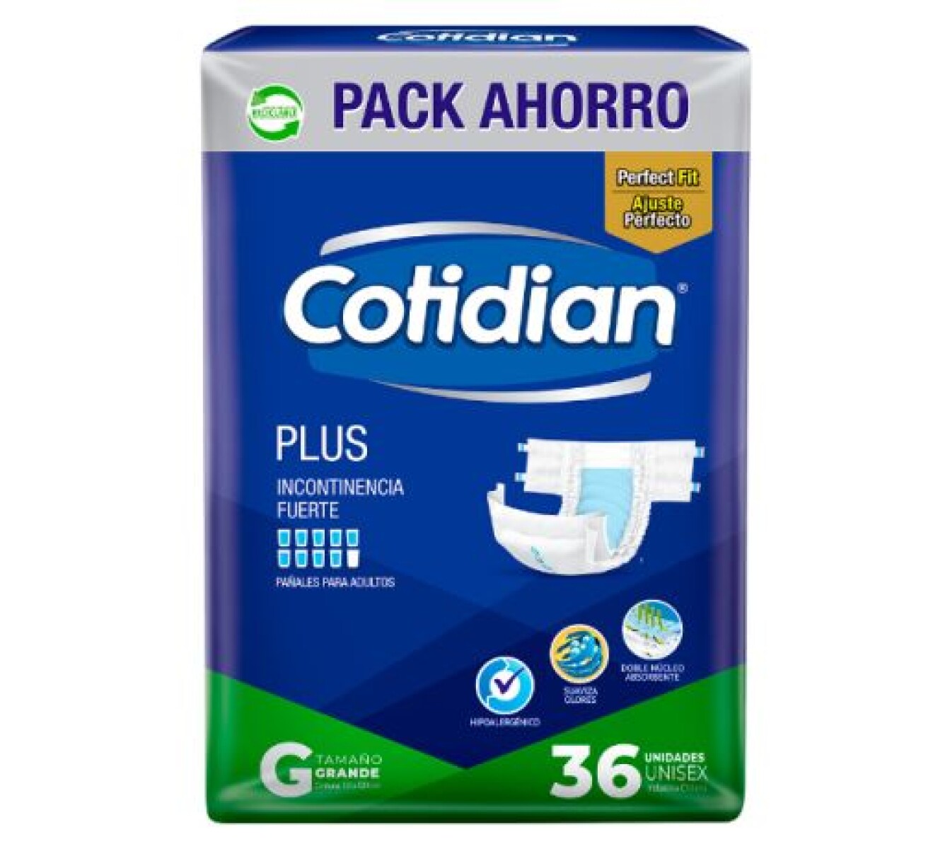 Cotidian Plus x36 pañales - Talle G 