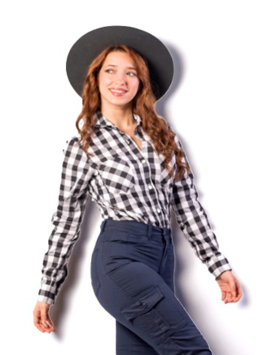 Camisa dama - cuadrille negra 