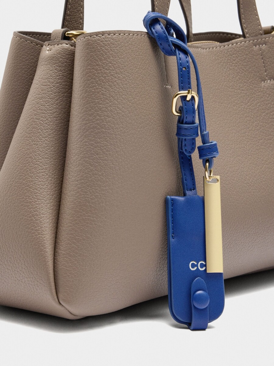 Bolso Tote Liso Con Colgante taupe