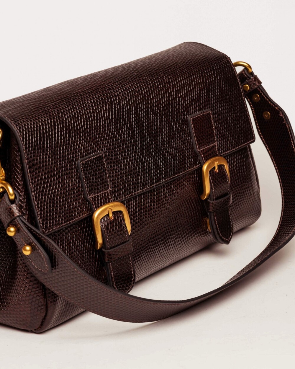 Hombro Elise Snake Bitono Red Tabaco