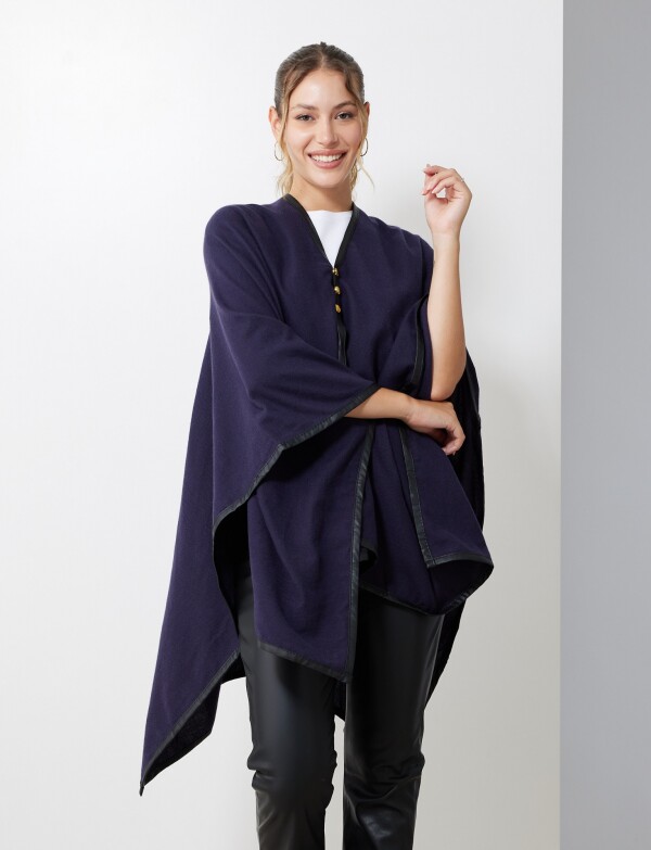 Ruana Botones Ribete AZUL