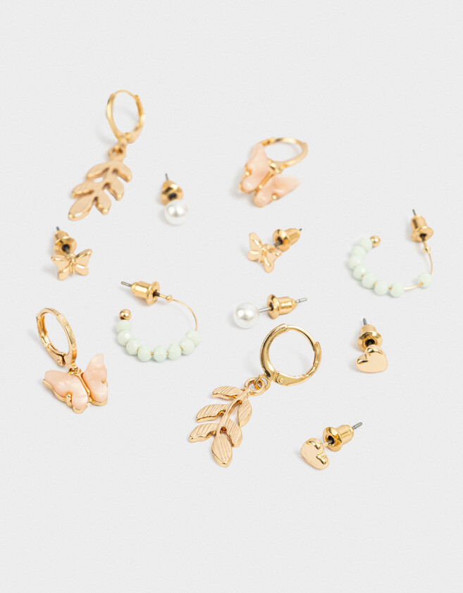 Aros Sets Mariposas Set De Aros Con Mariposas - Dorado