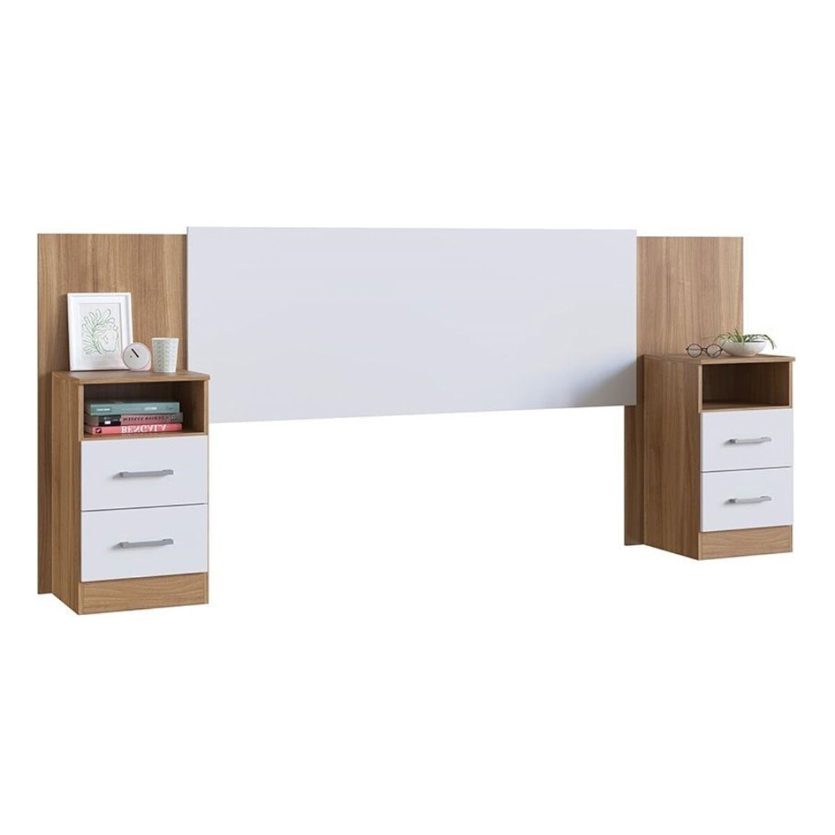 Respaldo Con Mesa De Luz Sommier Cabecera 2 Cajones - Ltc 