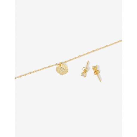 Set Aros Pasantes Y Cadena Plata 925 Dorado