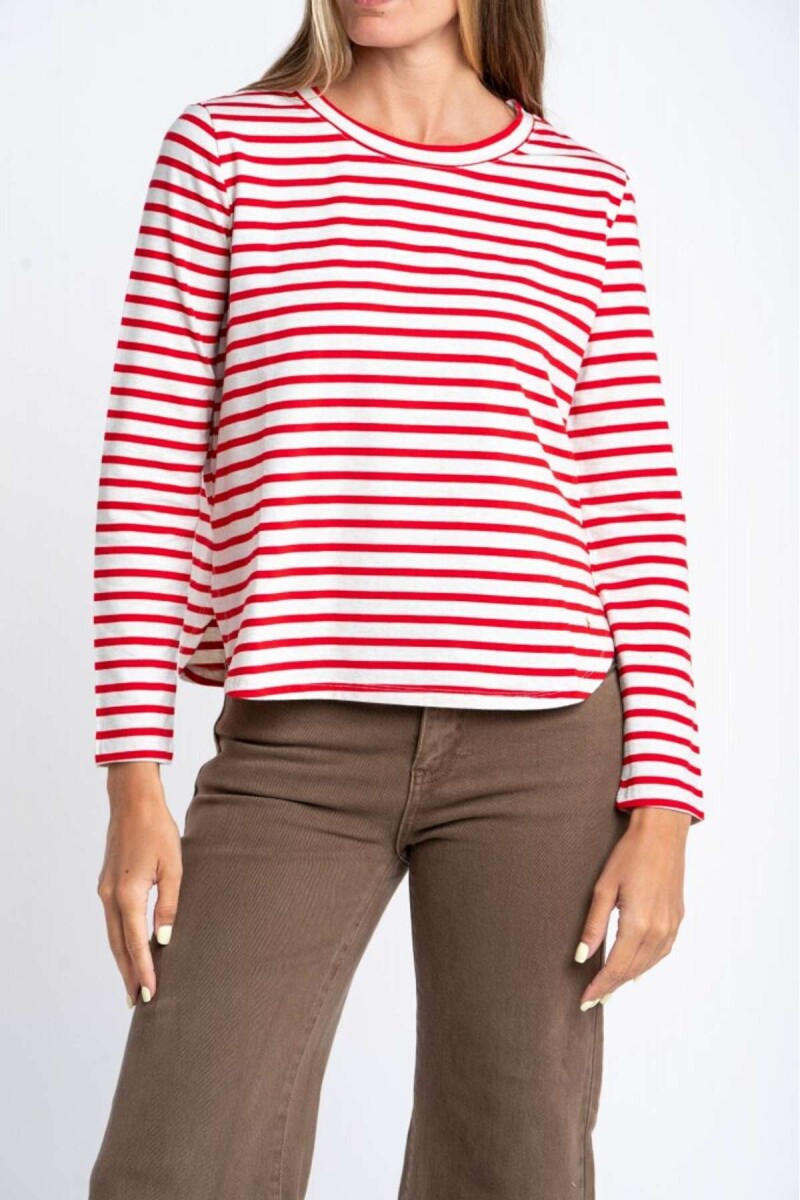 Remera Rayada Algodón - Rojo 