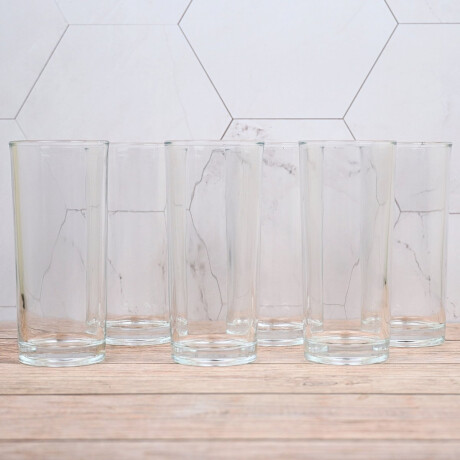 Set de 6 vasos de vidrio largos Set de 6 vasos de vidrio largos