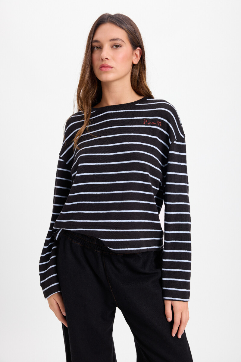 Tshirt Duo Negro/Celeste