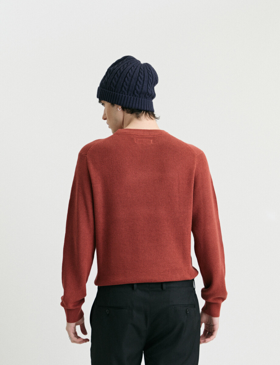 470986 SWEATER HARRINGTON LABEL Ladrillo