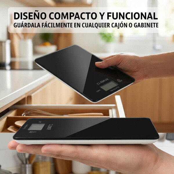 Balanza Digital de Cocina IMBACK con Precisión 1g a 5kg, Acero Inoxidable Color Negro Balanza Digital de Cocina IMBACK con Precisión 1g a 5kg, Acero Inoxidable Color Negro