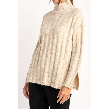 Polera Texturada Bouttonne Beige Melange