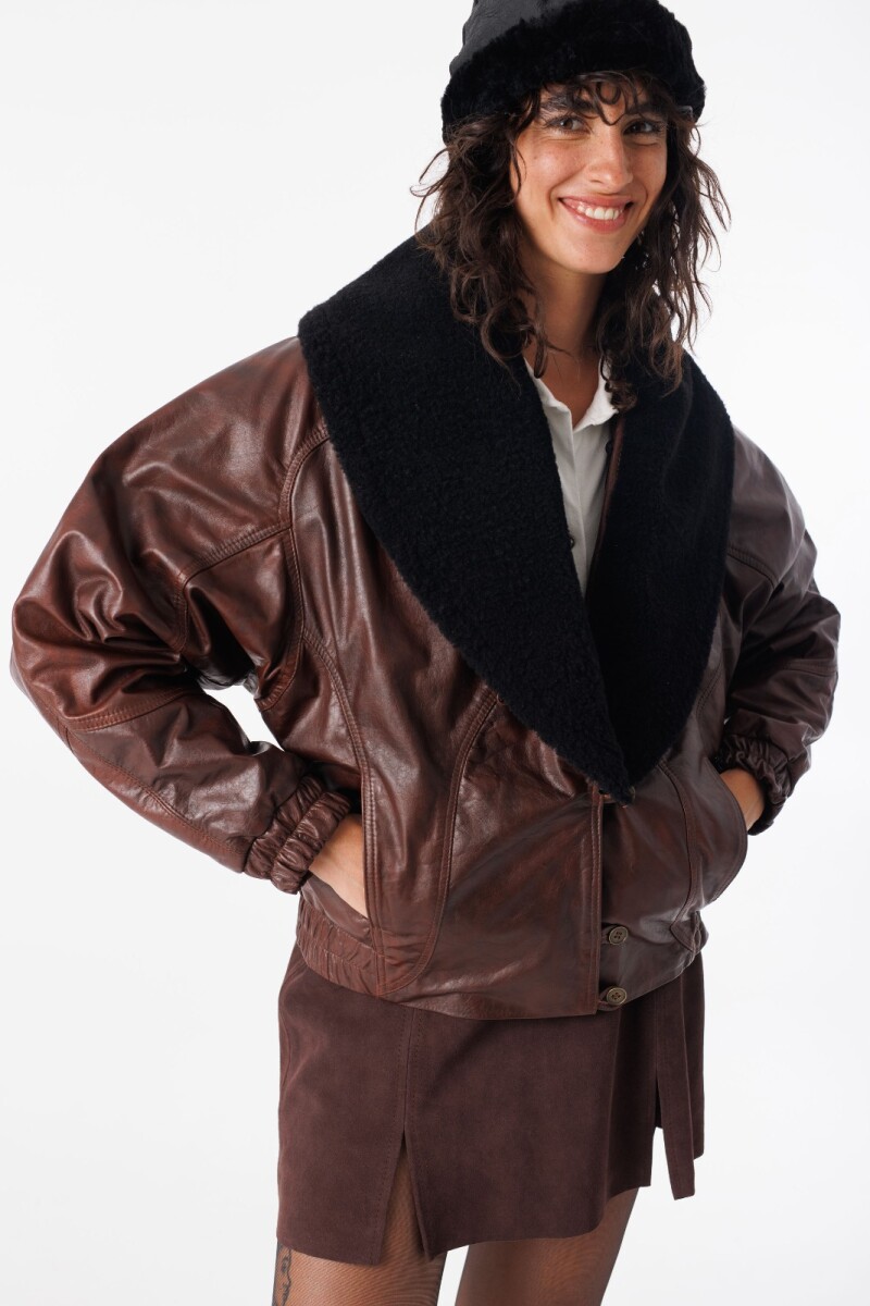 Campera Leather Relampago Bordeaux