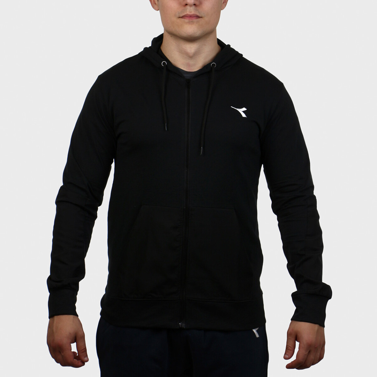 MEN COTTON POLYESTER COMBINED JACKET WITH HOOD - Negro 