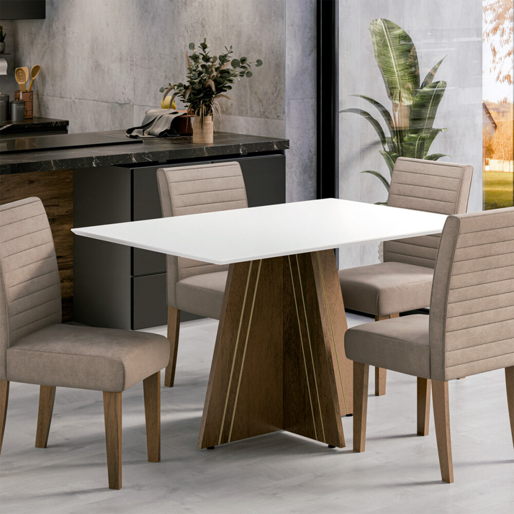 MESA DUBLIN 1.36X0.90 LIGHT C/VIDRIO COLOR BLANCO Mesa Dublin 1.36x0.90 Light C/vidrio Color Blanco