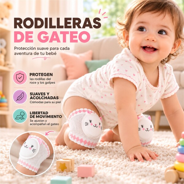 Rodilleras Gateo Bebé X2 Acolchadas Antigolpes C/ Diseños Rosa