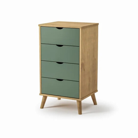 Cómoda en madera maciza con patas - 4 cajones MADERA -VERDE