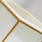 MACETA CERAMICA HEXA C/BASE D17x20CM BLANCO/DORADO MACETA CERAMICA HEXA C/BASE D17x20CM BLANCO/DORADO