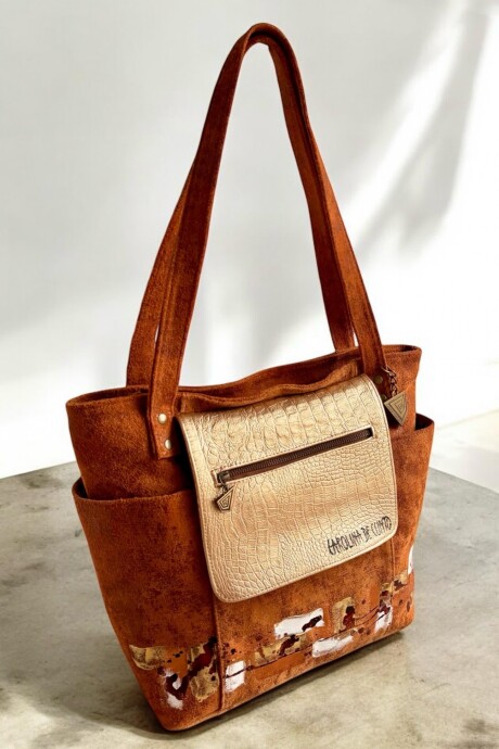 Cartera Nikki Con Arte Pintado A Mano Color Terra Jaspeado