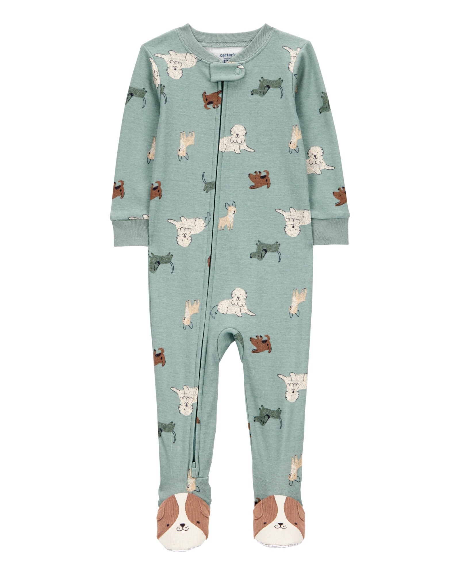 Pijama una pieza de algodón, con pie, diseño perros Sin color