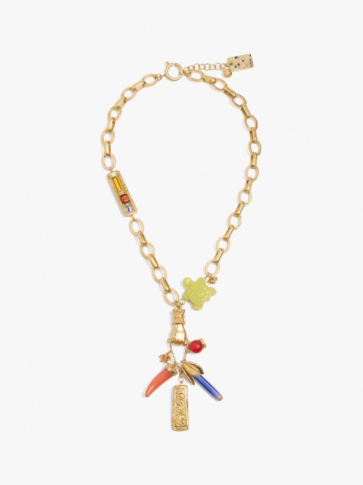Collar De Eslabones Colgante De Puño Y Tortuga multicolor