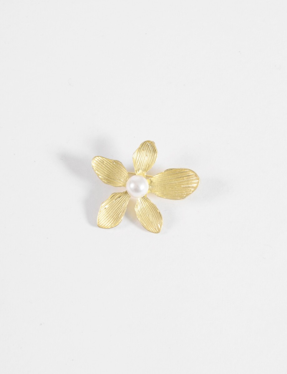 Prendedor flor con perla - dorado 