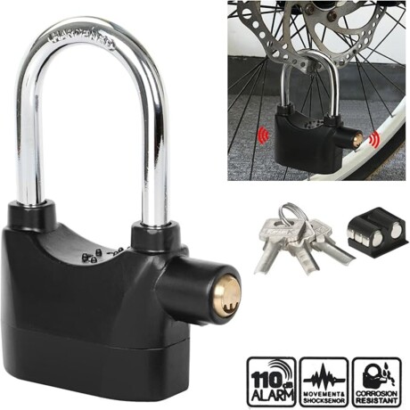 Candado con Alarma para Moto Bici Excelente Calidad y Sonido Negro