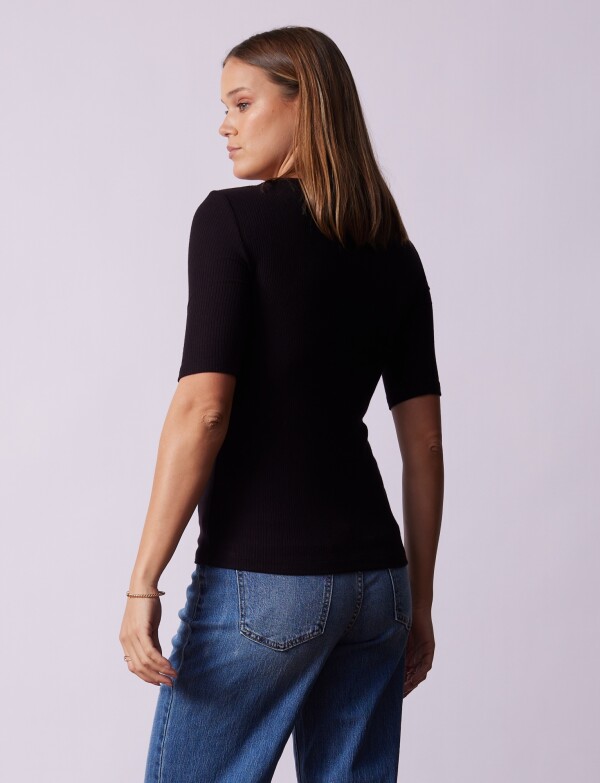 Remera Modal Ribs NEGRO