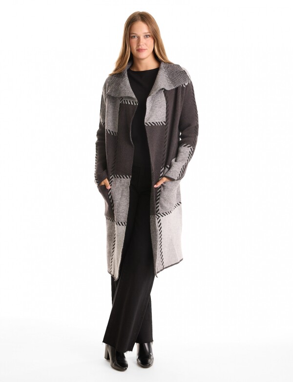 Cardigan Largo Patchwork NEGRO/GRIS