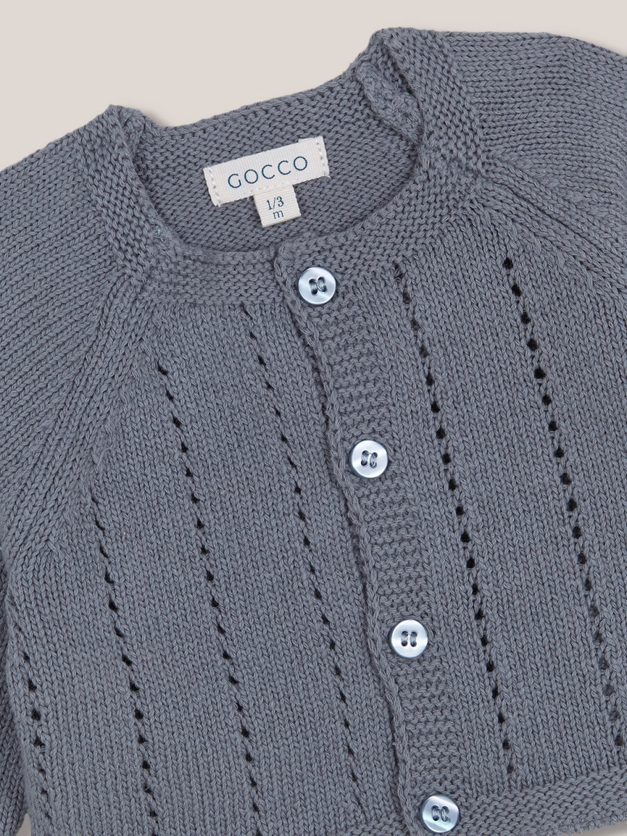 Chaqueta Con Desagujados Azul