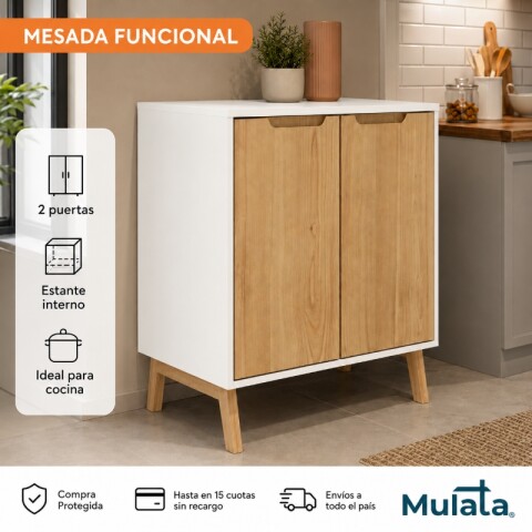 Mueble Alacena y Mesada de Cocina con estante en MDP - Madera - Línea Melilla - Blanco Mueble Alacena y Mesada de Cocina con estante en MDP - Madera - Línea Melilla - Blanco