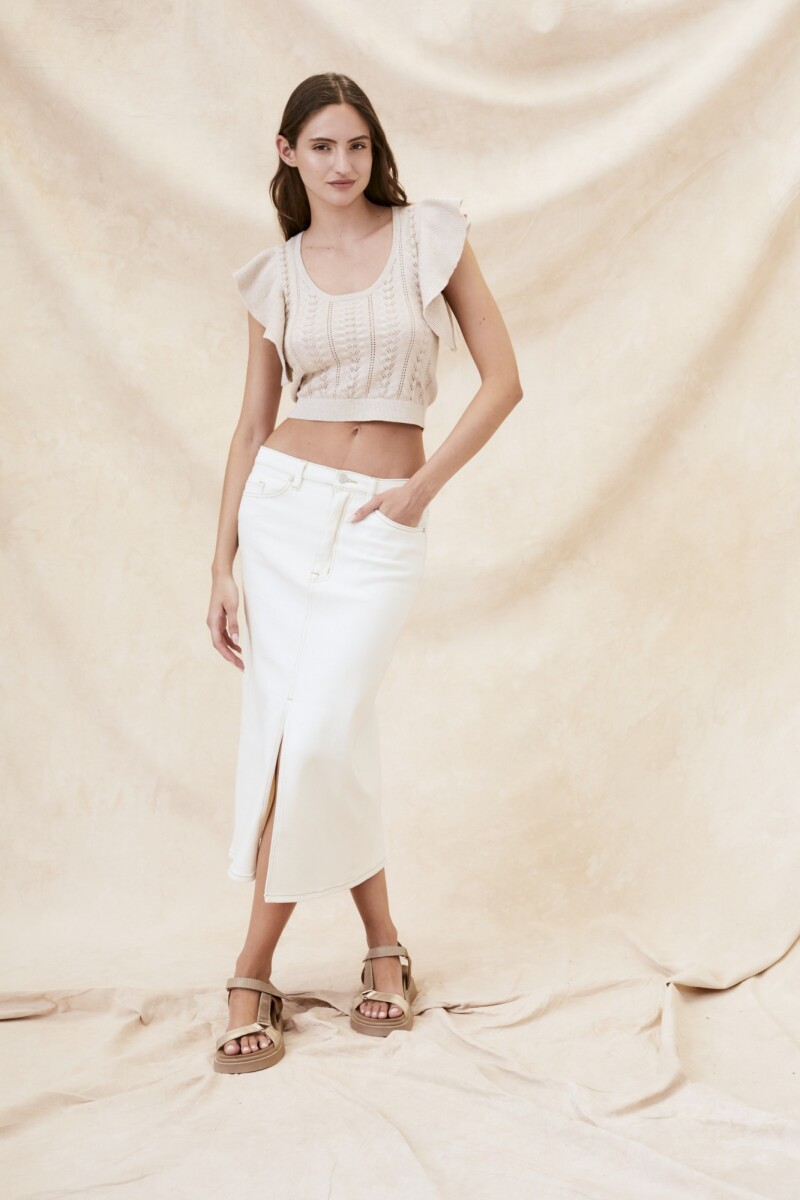 Falda Midi Off White Crudo