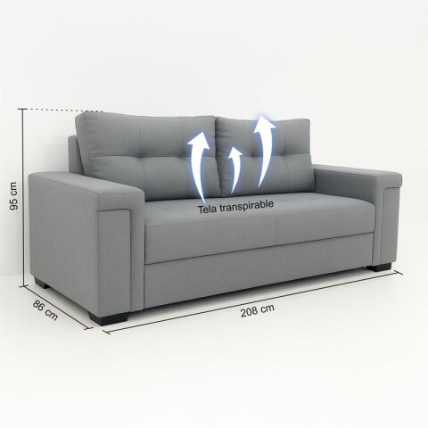 Sofá Sillón Amsterdam 3 Cuerpos Cobertura en Lino - Gris Sofá Sillón Amsterdam 3 Cuerpos Cobertura en Lino - Gris