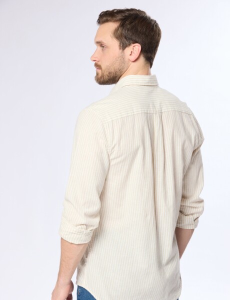 CAMISA DE LINO RAYADA Beige