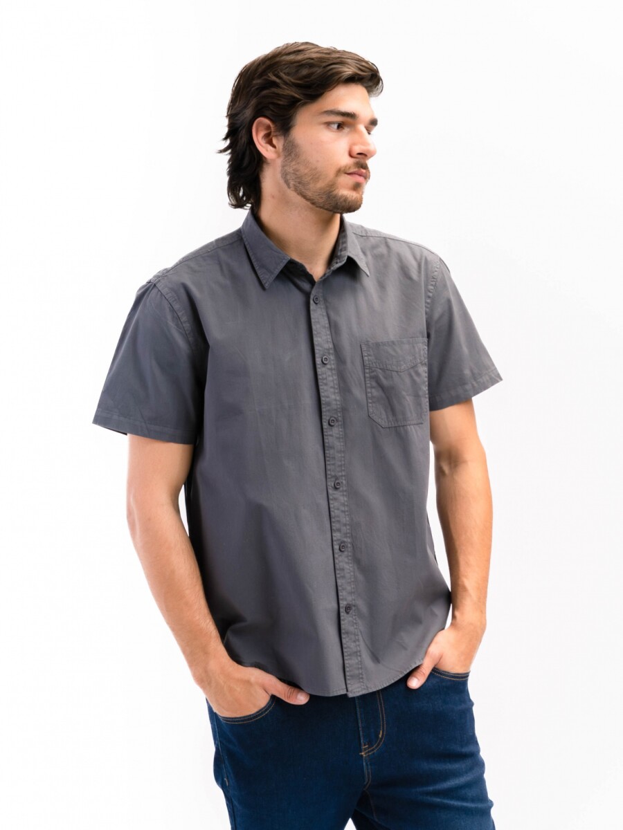 Camisa Algodón con Bolsillo Barcelona - Gris Oscuro 